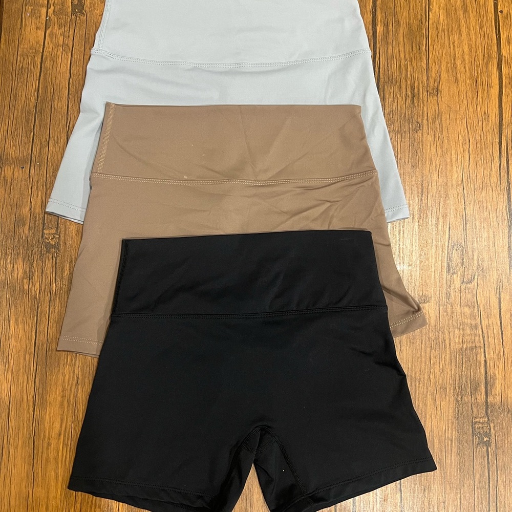 Women's High-Waist Shorts - Black, Tan, Gray
